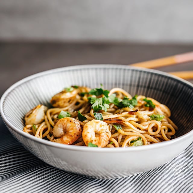 Garlic Chili Oil Noodles with Shrimp