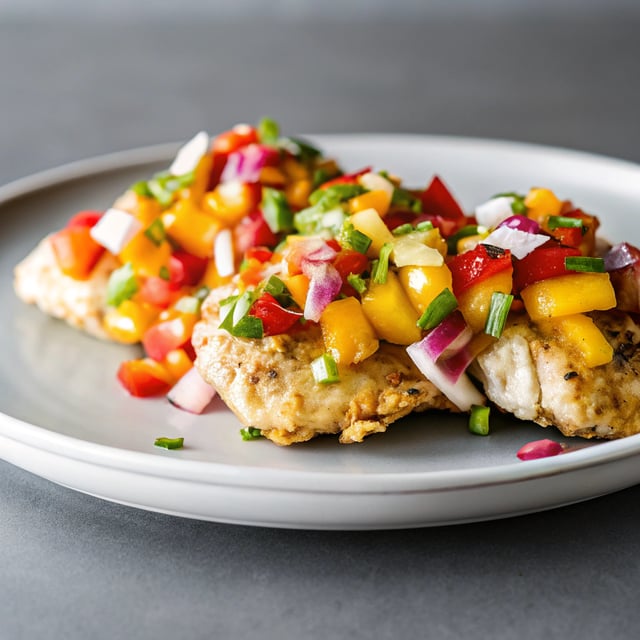 Ginger Chicken with Confetti Peach Salsa