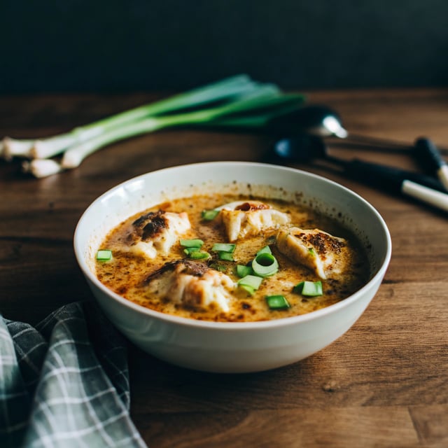 Ginger Coconut Potsticker Soup
