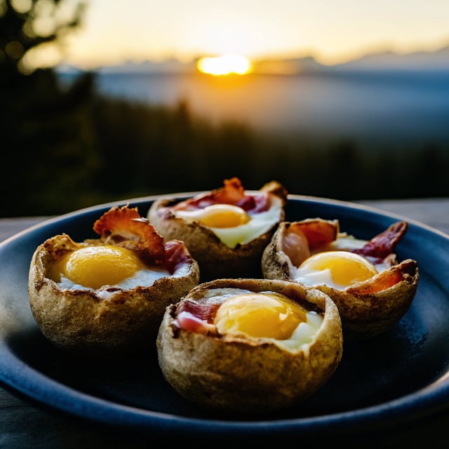 Idaho Sunrise (Baked Eggs & Bacon In Potato Bowls)