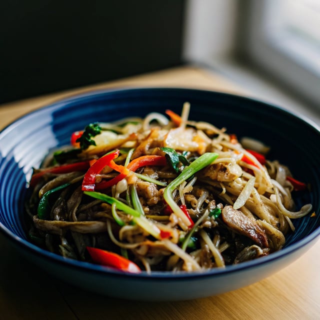 Japchae (Quick Korean Noodle Stir-Fry)