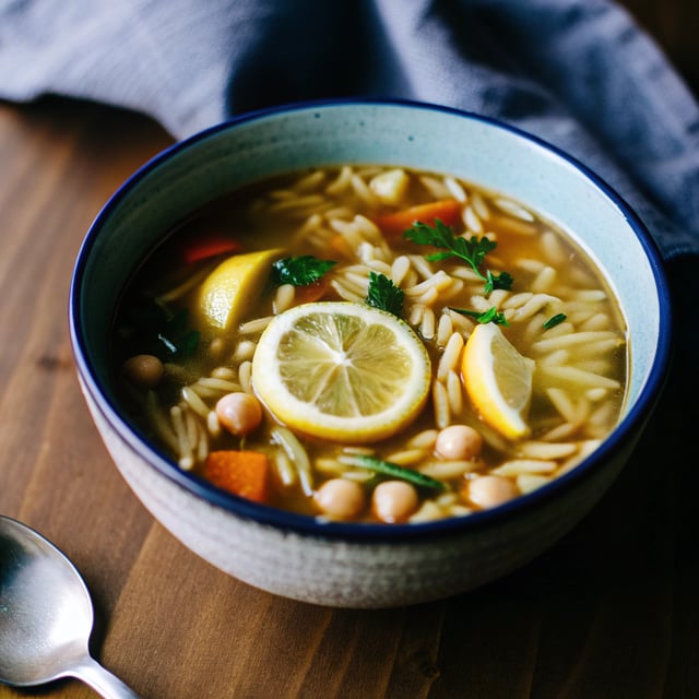 Lemon Orzo Chickpea Soup