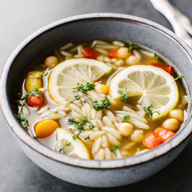 Lemony Orzo Chickpea Soup