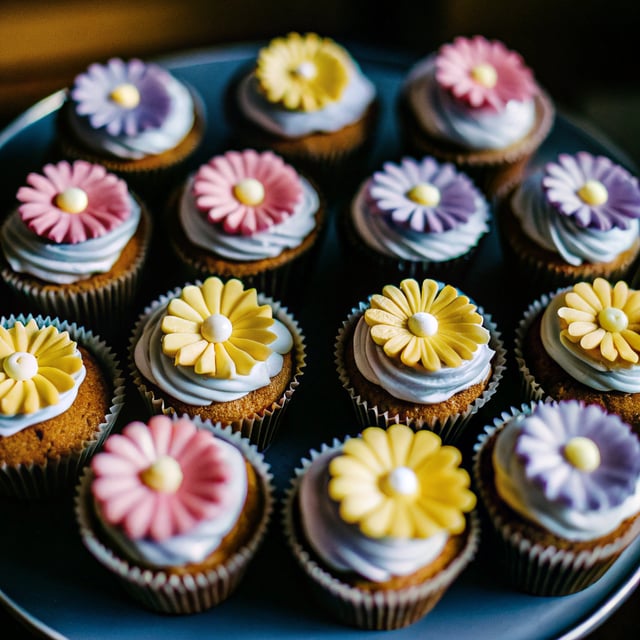 "Mum" Flower Cupcakes