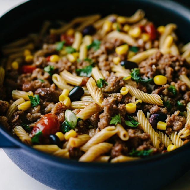 One Pot Cheesy Taco Pasta
