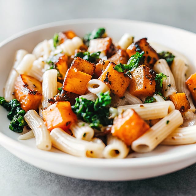 Pasta with Caramelized Sweet Potatoes and Kale