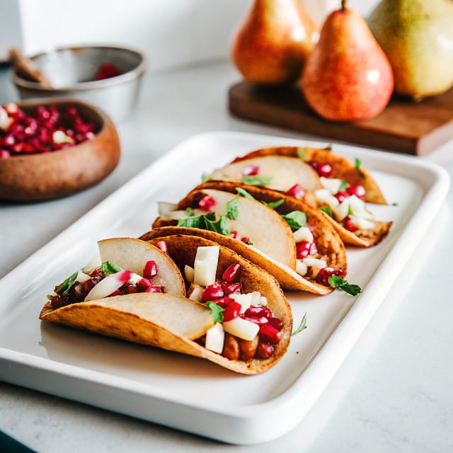 Pear and Pomegranate Tacos (Christmas Tacos)