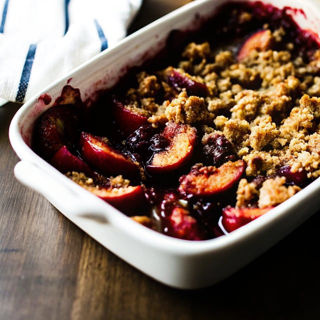 Pluot (Plumcot) and Blueberry Crisp