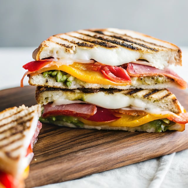 Presto Pesto Panini (with Prosciutto, Provolone & Peppers)