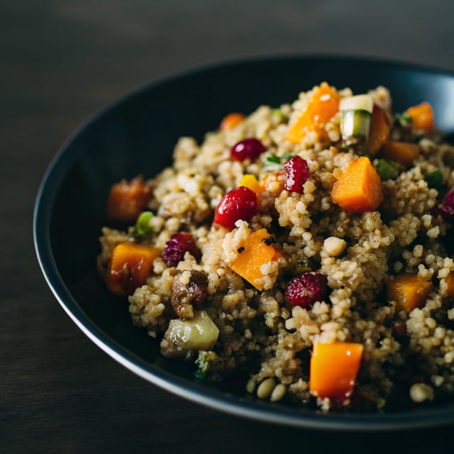 Quinoa with Butternut Squash, Cranberries & Pistachios (Quinoa “Stuffing”)