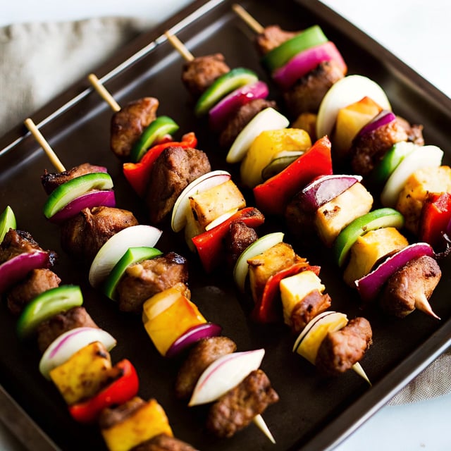 Rainbow Hawaiian Chicken Kabobs