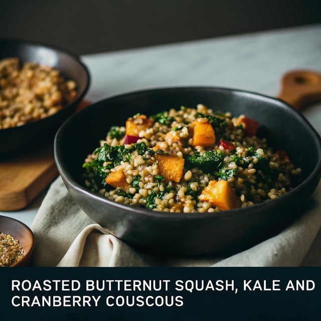 Roasted Butternut Squash, Kale and Cranberry Couscous