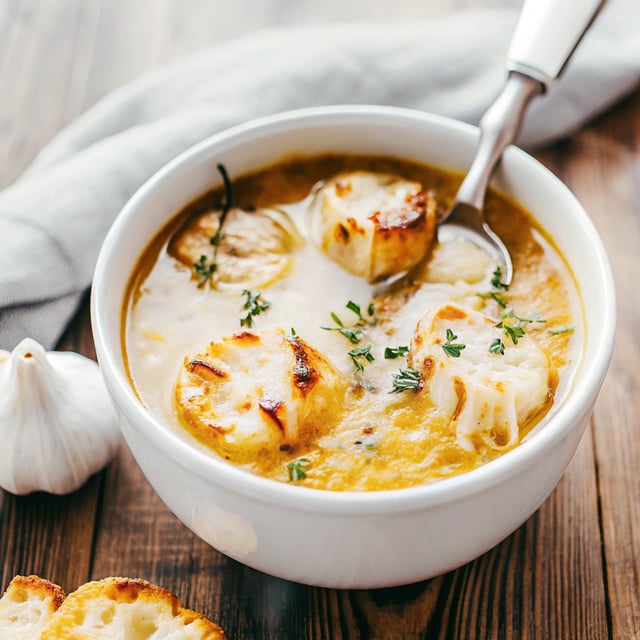 Roasted Garlic & Brie Soup