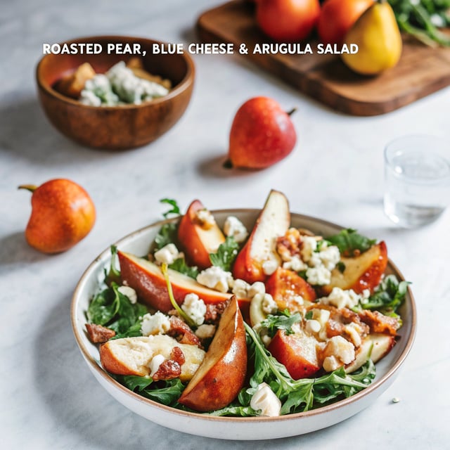 Roasted Pear, Blue Cheese & Arugula Salad