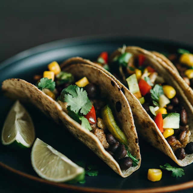 Roasted Vegetable & Black Bean Tacos