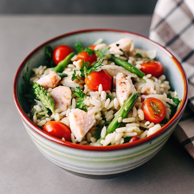 Salmon Asparagus Orzo Salad