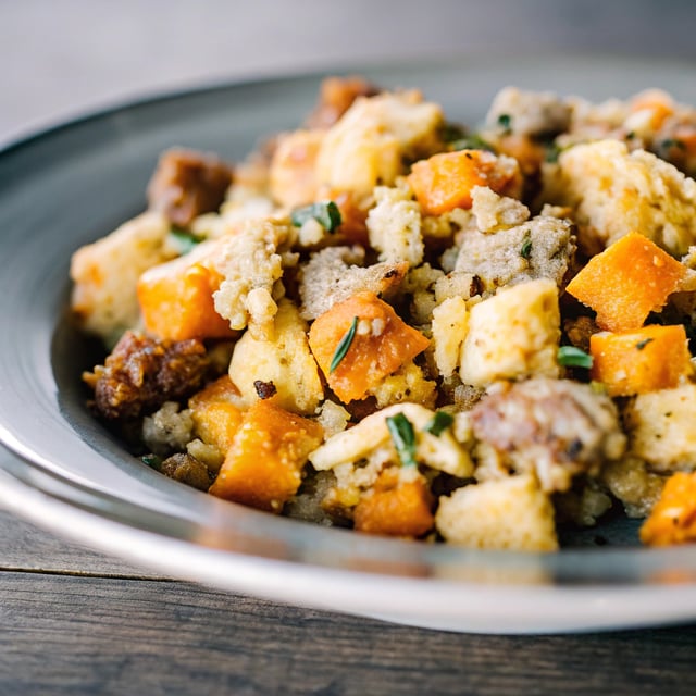 Sausage and Sweet Potato Thanksgiving Stuffing
