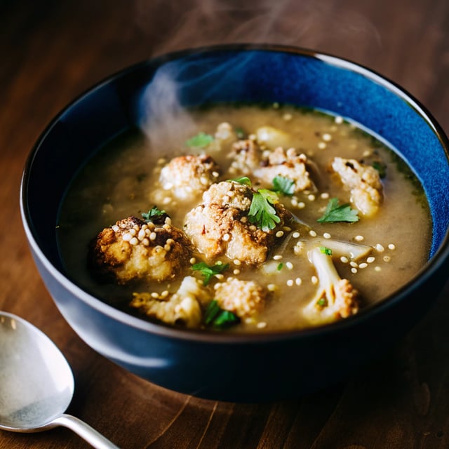 Sesame Ginger Roasted Cauliflower Soup