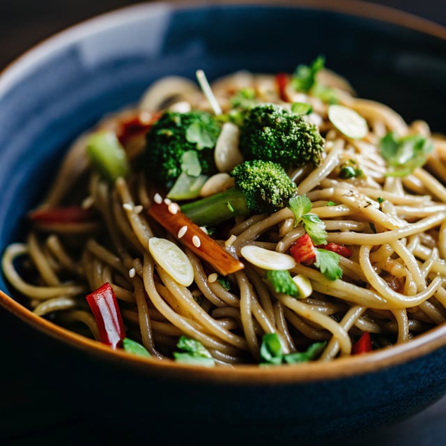 Sesame Noodles with Broccoli and Almonds