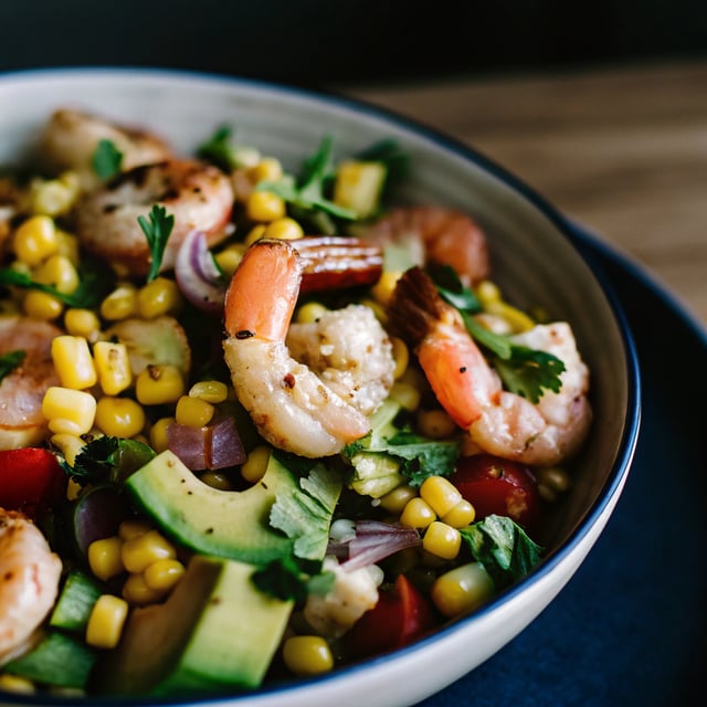Shrimp, Avocado & Roasted Corn Salad