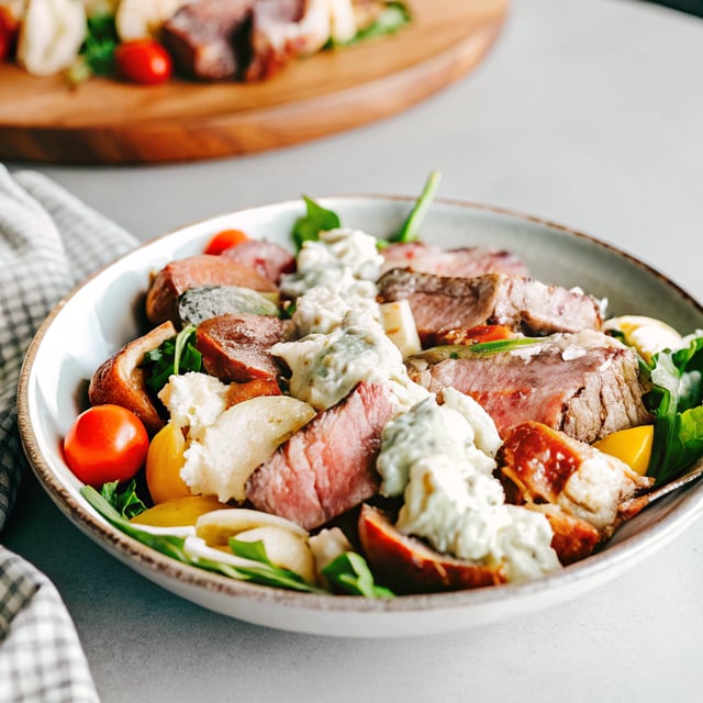 Steak & Artichoke Salad with Blue Cheese Dressing