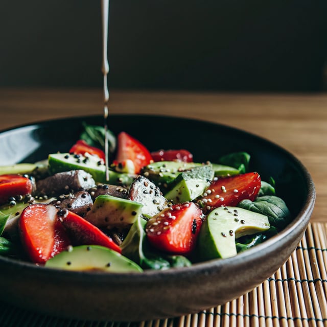 Strawberry Avocado Spinach Salad with Poppyseed Dressing