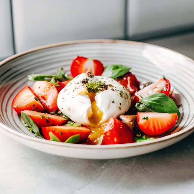 Strawberry Burrata Salad with Basil Vinaigrette