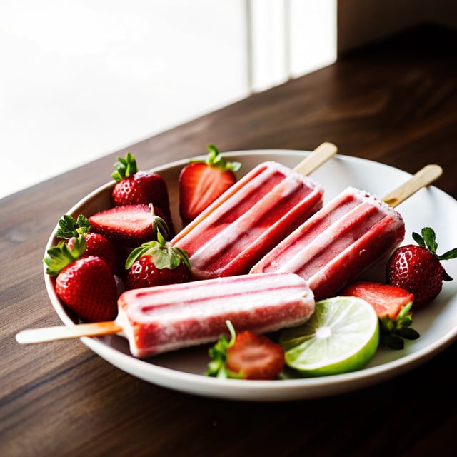 Strawberry Lime Yogurt Popsicles
