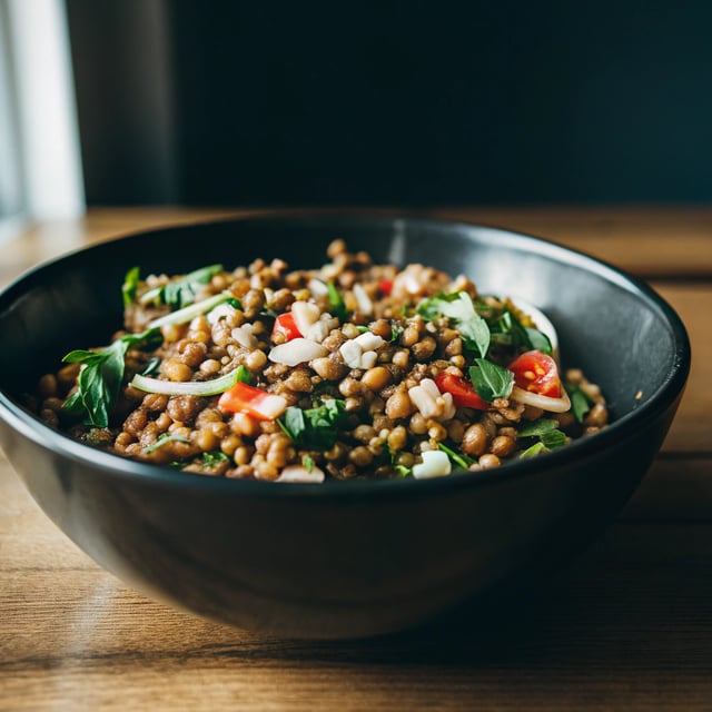 Zesty Lentil Spinach Salad