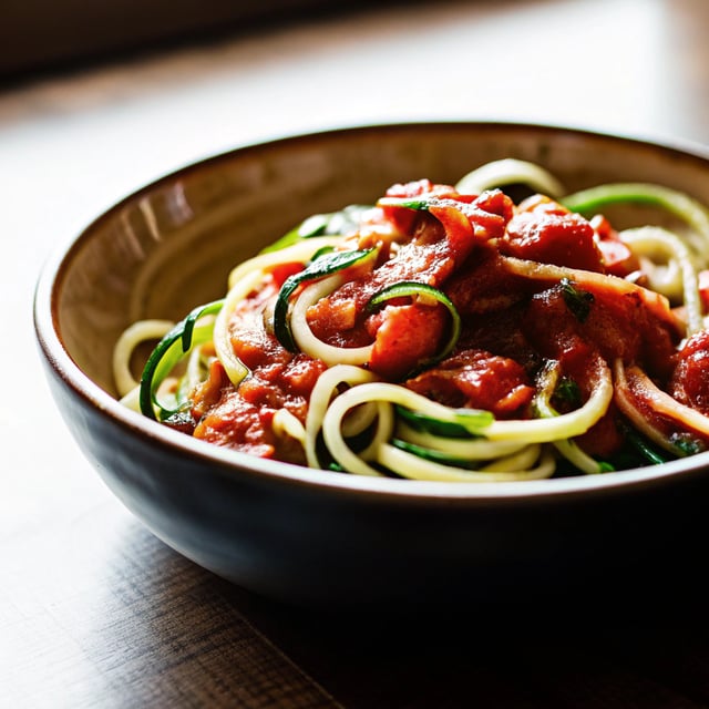 Zoodles Marinara (Zucchini Noodles with Chunky Tomato Sauce)