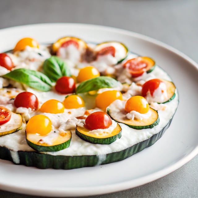 Zucchini Pizza with Roasted Garlic Sauce