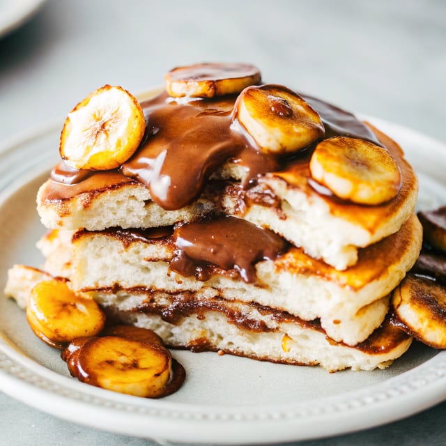Chocolate-filled pancakes with caramelised banana
