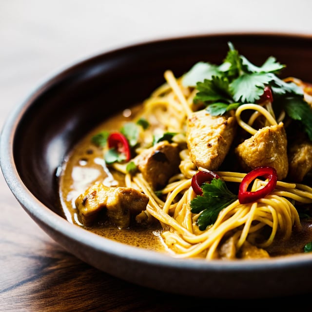 30 Minute Creamy Thai Turmeric Chicken and Noodles.