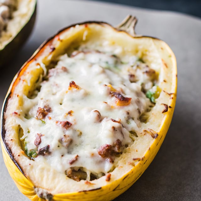 4 Cheese Roasted Garlic Alfredo Stuffed Spaghetti Squash