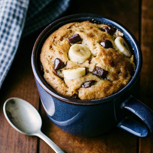 5 Minute Chocolate Chunk Banana Bread Mug Cake