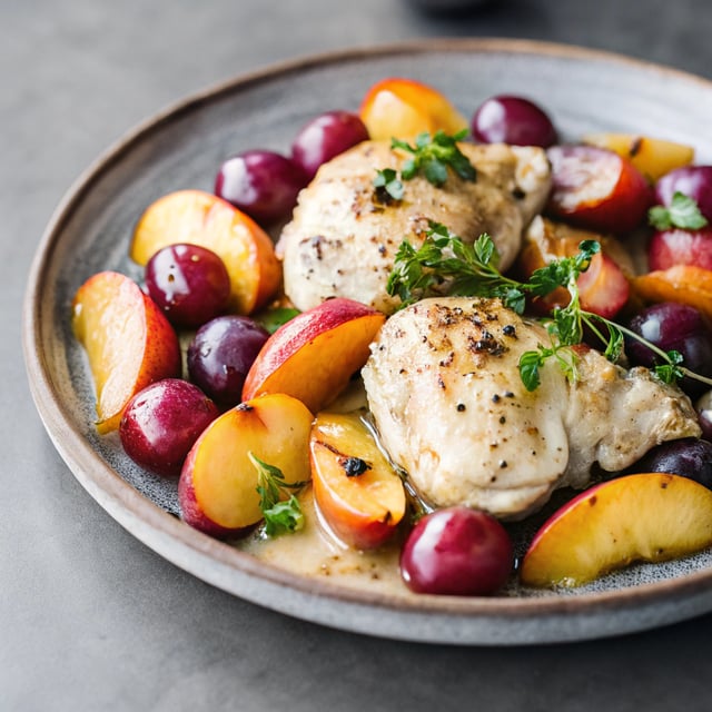 Autumn Chicken Escabeche with Roasted Apples and Grapes
