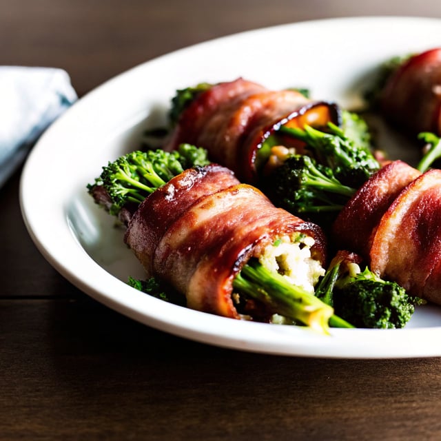 Bacon Wrapped Parmesan Broccoli Rabe.