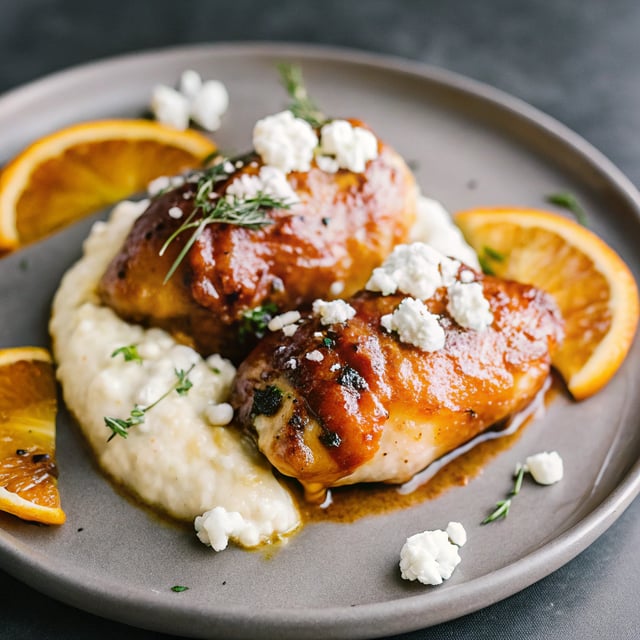 Balsamic Orange Glazed Chicken with Creamy Goat Cheese Polenta