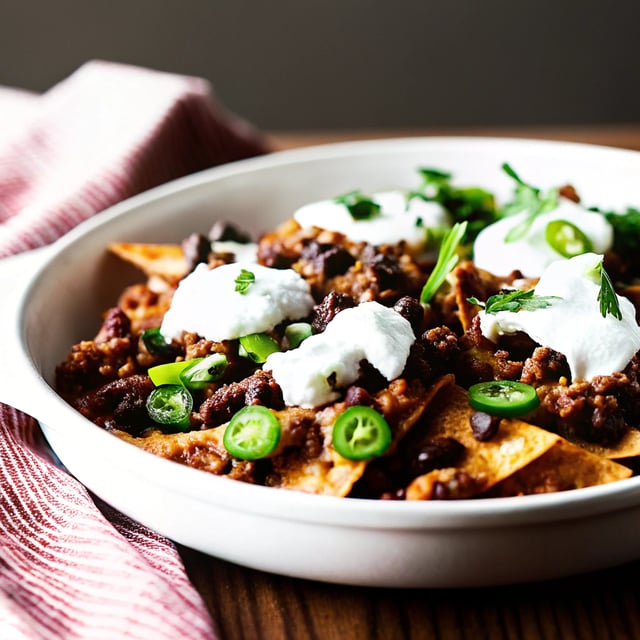 Black Bean Turkey Nachos with Jalapeno Yogurt.