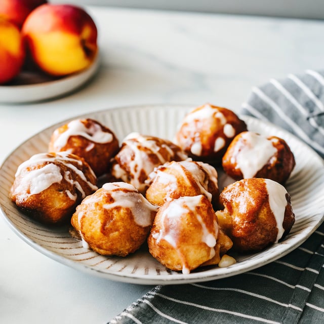 Bourbon Glazed Peach Fritters.