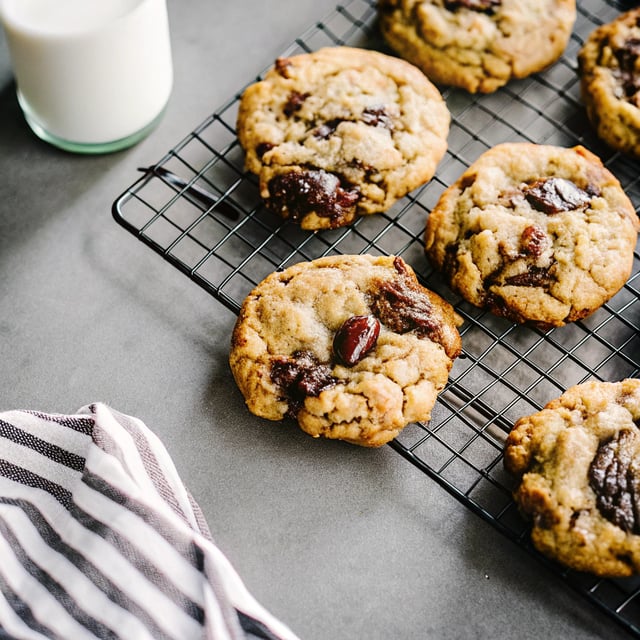 Brown Butter Bourbon Pecan Chocolate Chunk Cookies