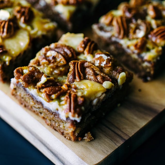 Brown Butter Caramelized Apple Crisp Bars w/Pecan Streusel + Mascarpone Maple Glaze.