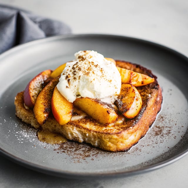Brown Sugar + Kahlúa Grilled Peaches and Cream French Toast.