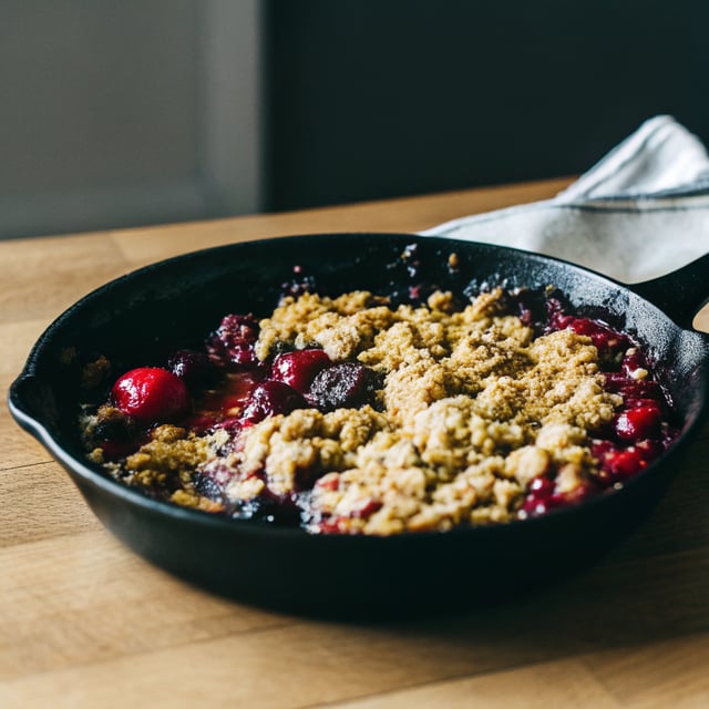 Buttery Cherry Berry Skillet Crisp