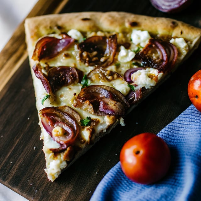 Caramelized Shallot and Bacon Goat Cheese Pizza