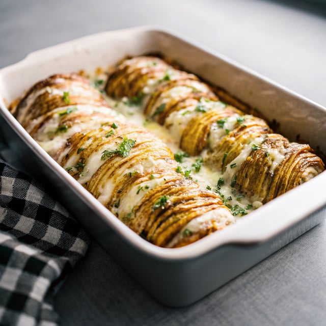 Cheesy Hasselback Potato Au Gratin