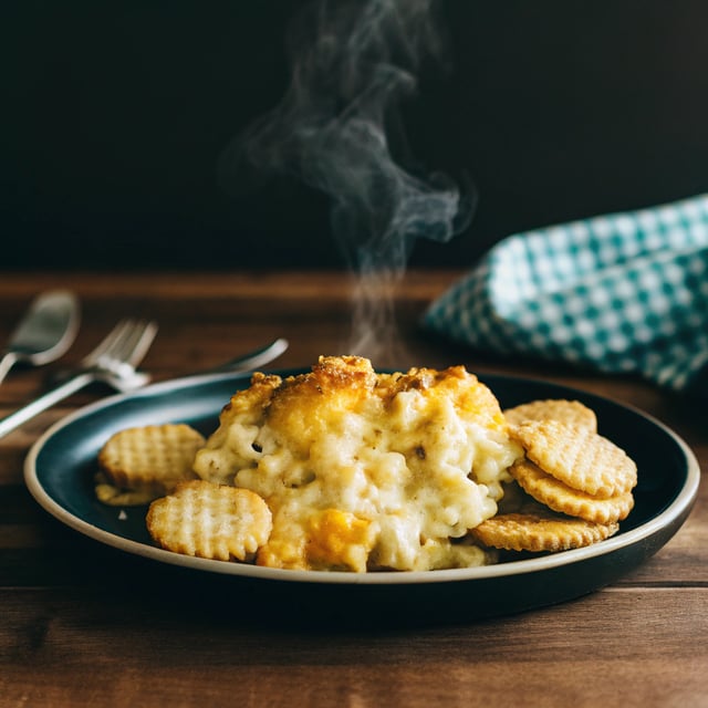 Cheesy Potato Casserole with Buttery Ritz Crackers