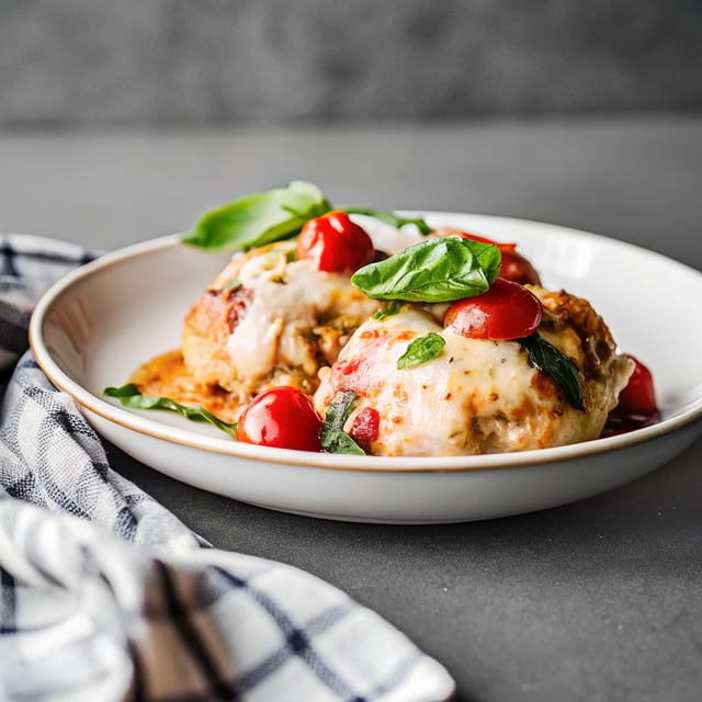 Cheesy Tomato Basil Stuffed Chicken
