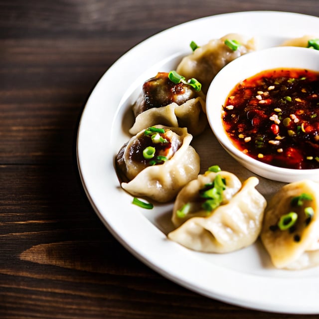 Chinese Mushroom Dumplings with Sweet Chili Ginger Sesame Sauce.