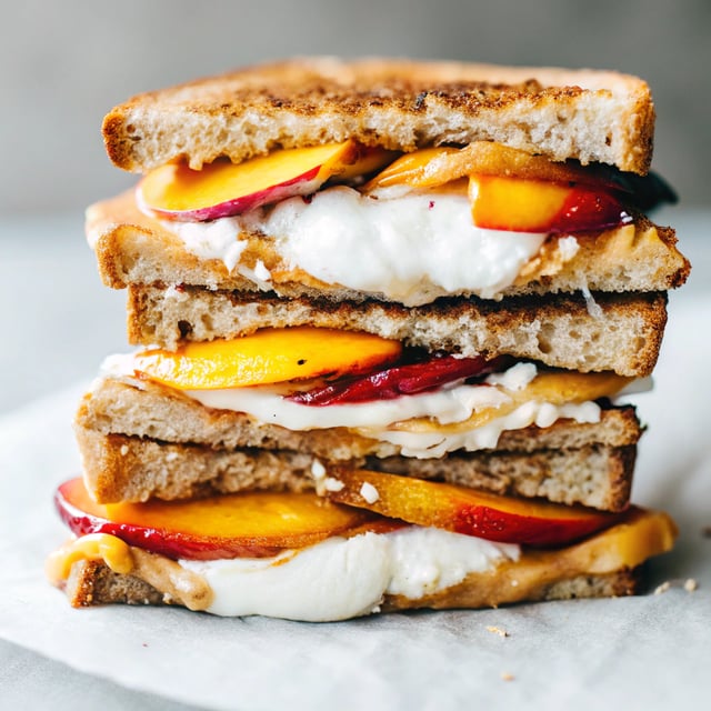 Chipotle Honey Roasted Peanut Butter and Peach Grilled Sandwich